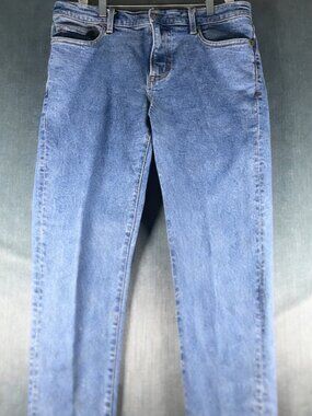 Lands' End Square Rigger Mens Jeans Size 34 Blue Denim Cotton Stretch Skinny Leg